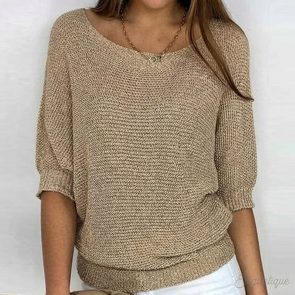 Pull en maille pour femme avec manches mi-longues 2