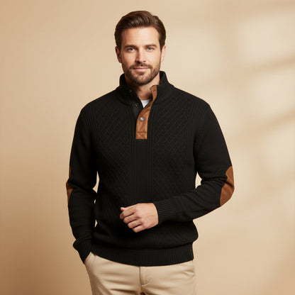 Pull en maille torsadée à quart de boutons pour homme 10