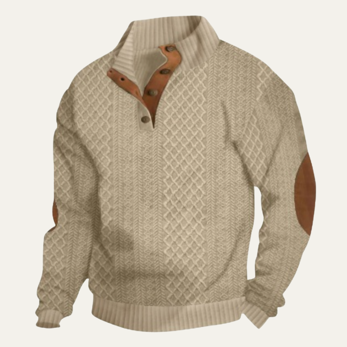 Pull en maille torsadée à quart de boutons pour homme 5