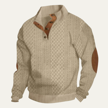 Pull en maille torsadée à quart de boutons pour homme 5