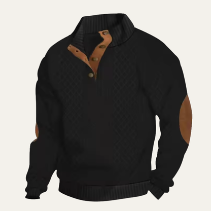Pull en maille torsadée à quart de boutons pour homme 9