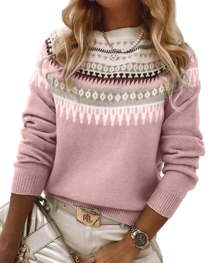 Pull Femme Hiver Motif Nordique-Gigié