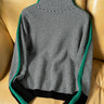 Pull-over en maille à chevrons pour femme avec rayure contrastante 6