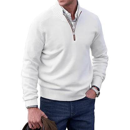 Pull-over en maille à fermeture éclair pour homme avec bordures côtelées 2