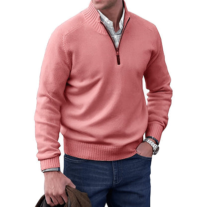 Pull-over en maille à fermeture éclair pour homme avec bordures côtelées 5