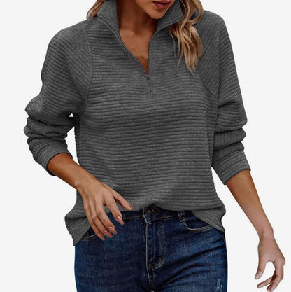 Pull-over femme à fermeture éclair et texture côtelée 6