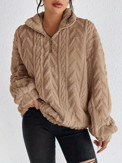 Pull-over zippé en polaire texturée pour femme 5