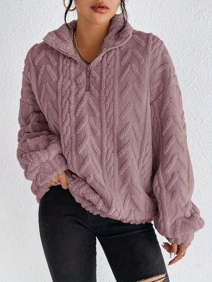 Pull-over zippé en polaire texturée pour femme 6