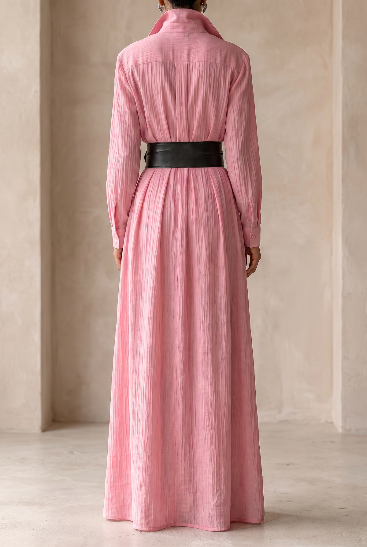 Robe chemise longue pour femme avec ceinture 3