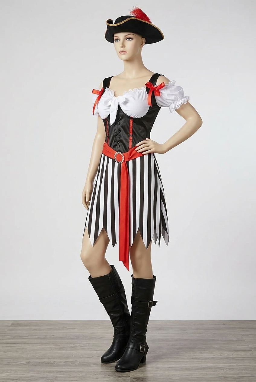 Robe de costume d'Halloween de pirate rayée pour femme 2