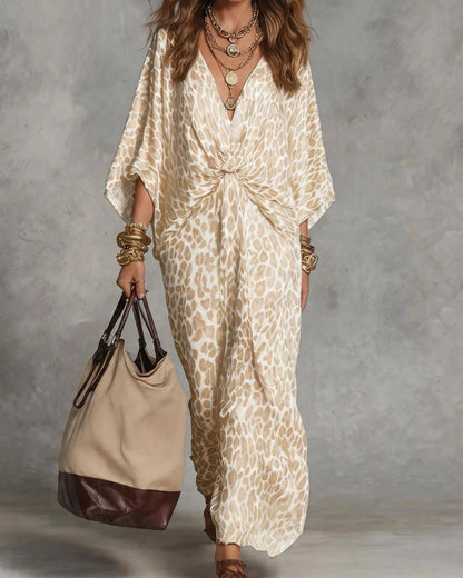 Robe longue à imprimé animal pour femme avec détail drapé 3