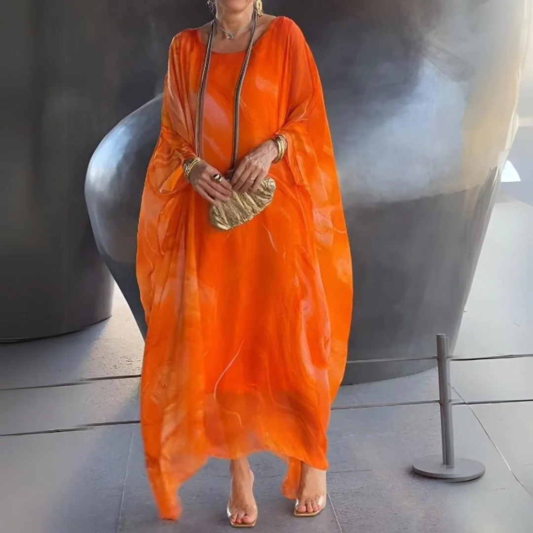 Robe longue caftan pour femme à imprimé marbré 10