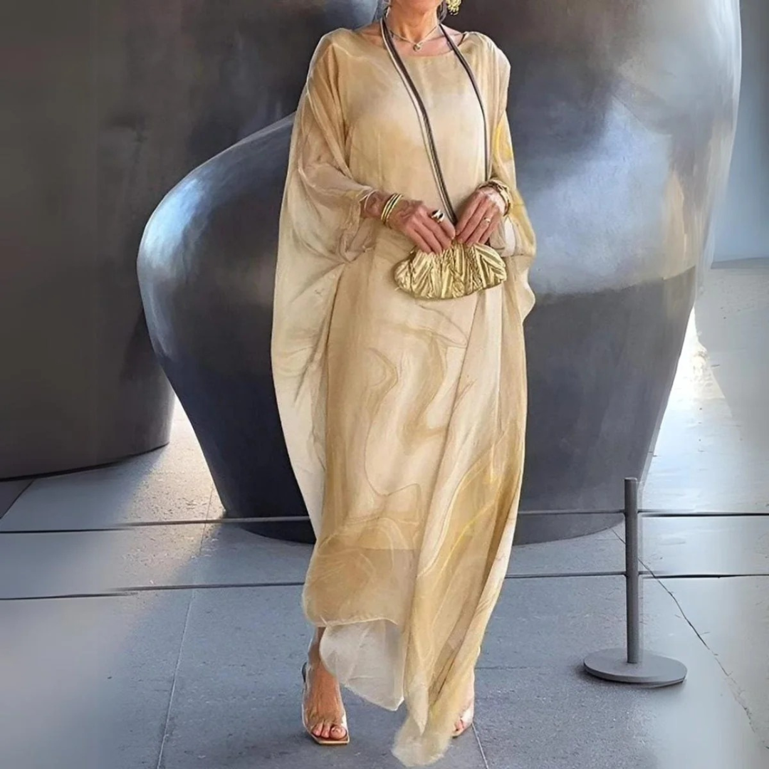 Robe longue caftan pour femme à imprimé marbré 2