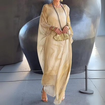 Robe longue caftan pour femme à imprimé marbré 2