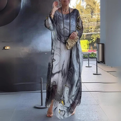 Robe longue caftan pour femme à imprimé marbré 6