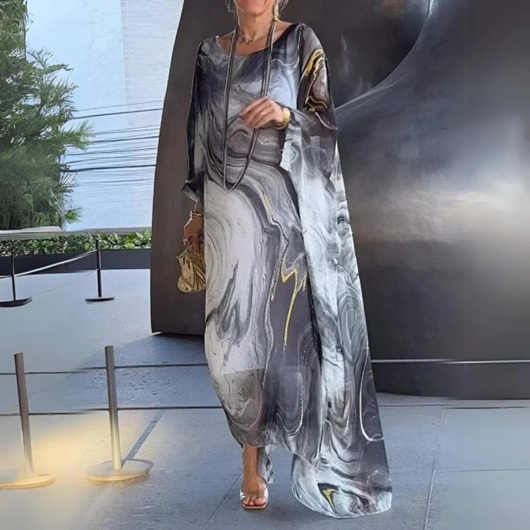 Robe longue caftan pour femme à imprimé marbré 7