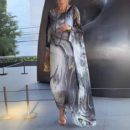 Robe longue caftan pour femme à imprimé marbré 7