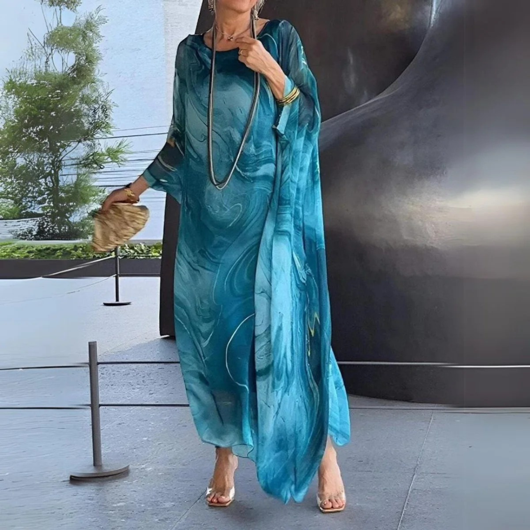 Robe longue caftan pour femme à imprimé marbré 8