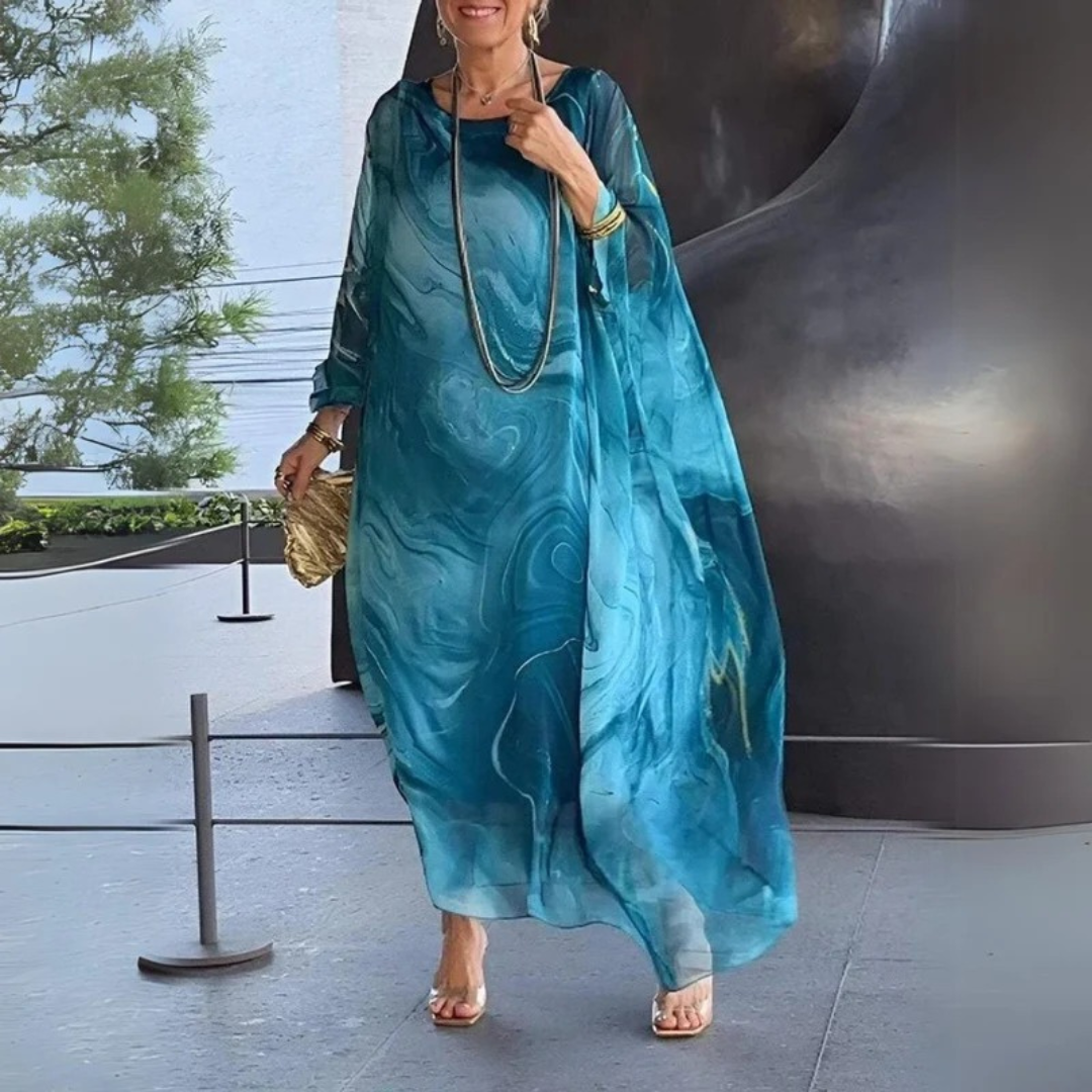 Robe longue caftan pour femme à imprimé marbré 9
