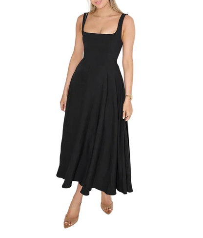 Robe longue femme à encolure carrée et larges bretelles