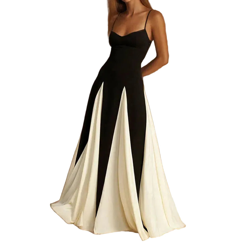 Robe longue pour femme avec dos lacé et ourlet asymétrique à volant