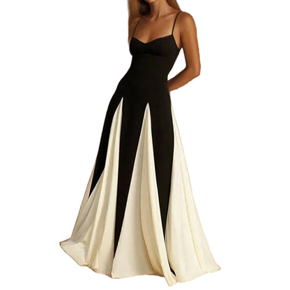 Robe longue pour femme avec dos lacé et ourlet asymétrique à volant