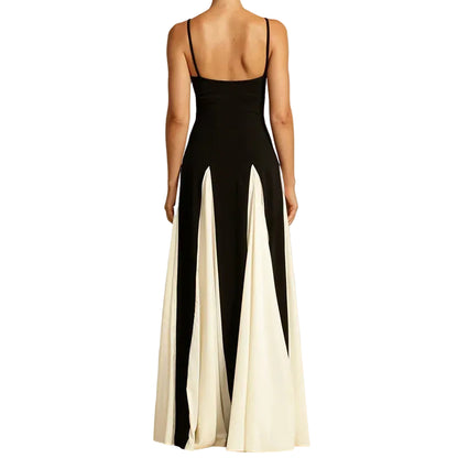 Robe longue pour femme avec dos lacé et ourlet asymétrique à volant