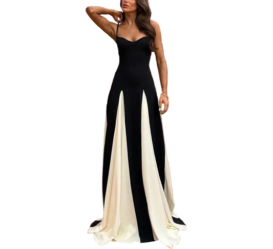 Robe longue pour femme avec dos lacé et ourlet asymétrique à volant