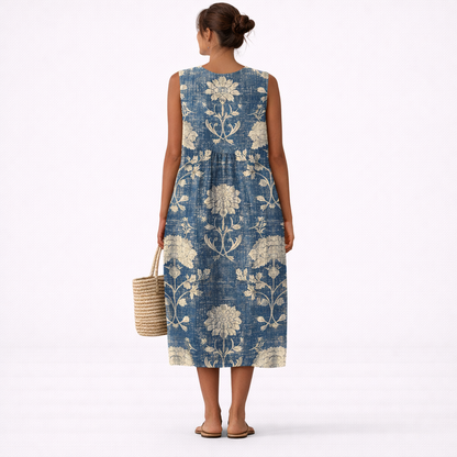 Robe midi sans manches à imprimé floral pour femme 3