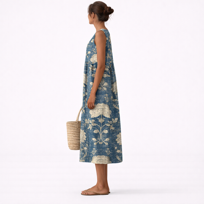 Robe midi sans manches à imprimé floral pour femme 4