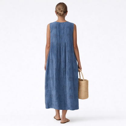 Robe midi sans manches pour femme avec broderie anglaise 3