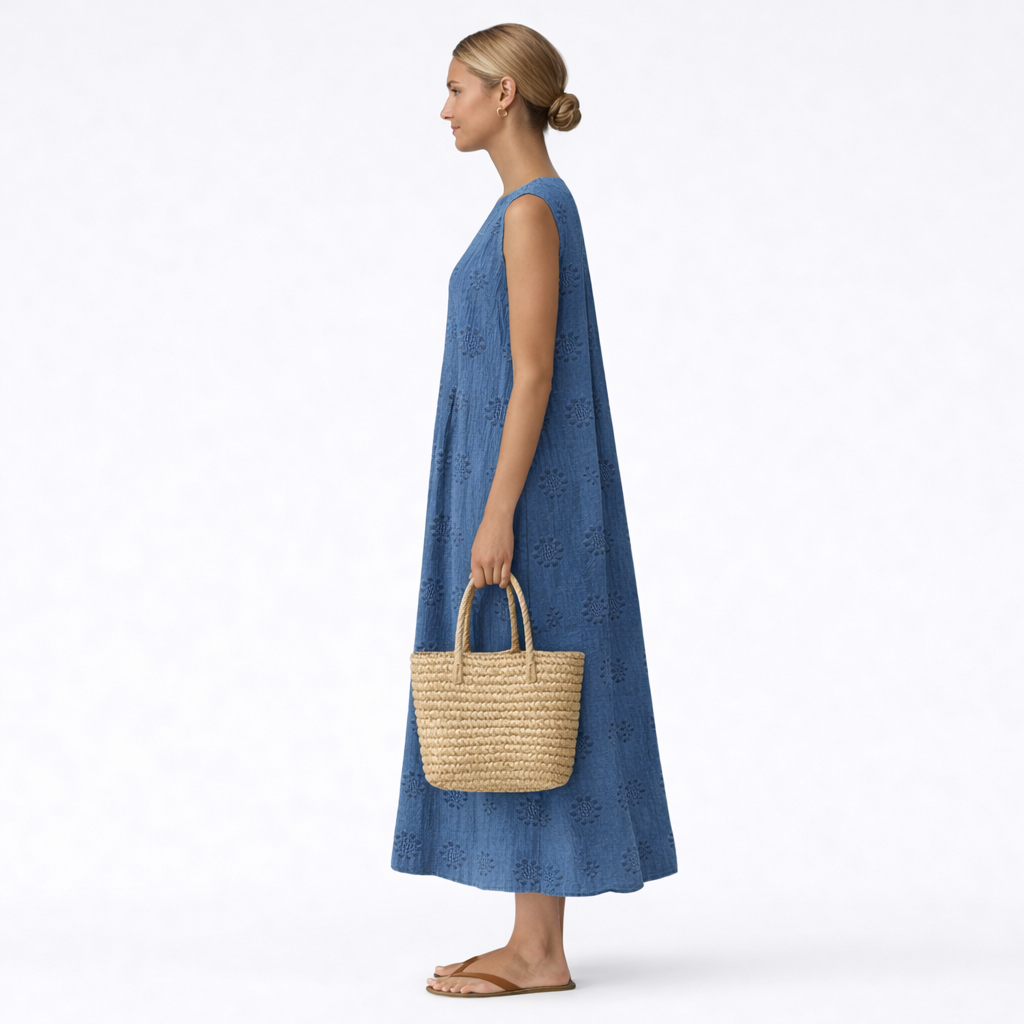 Robe midi sans manches pour femme avec broderie anglaise 4