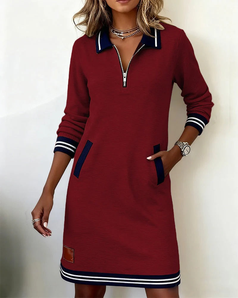 Robe polo à manches longues pour femme avec fermeture éclair 10