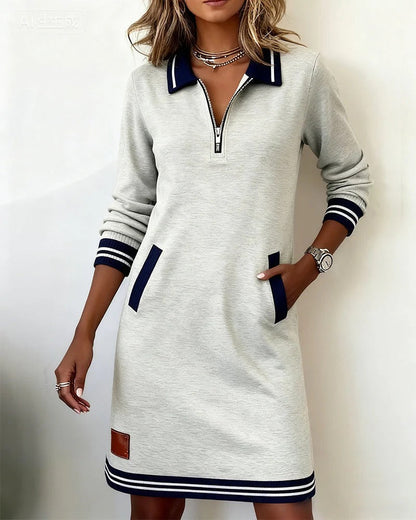 Robe polo à manches longues pour femme avec fermeture éclair 16