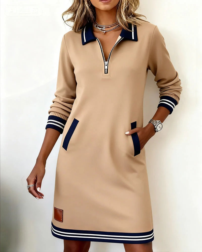 Robe polo à manches longues pour femme avec fermeture éclair 5