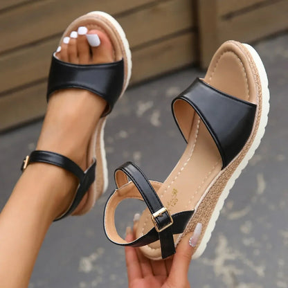 Sandales plateforme à bride avec bout ouvert pour femme