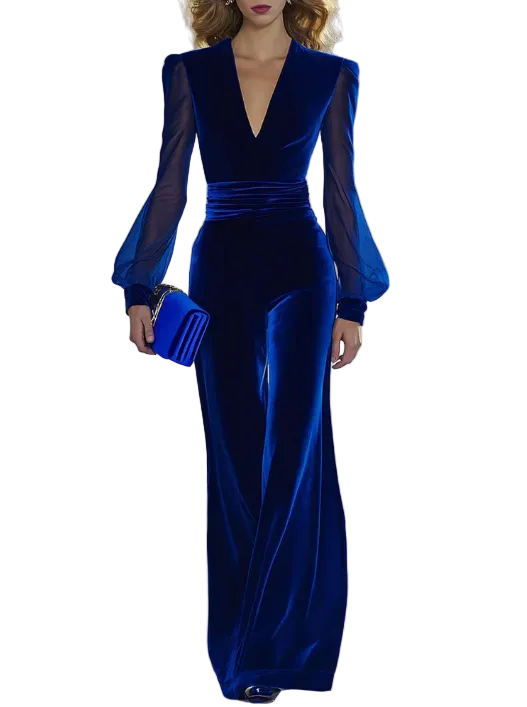 Combinaison Femme col en V et jambes larges