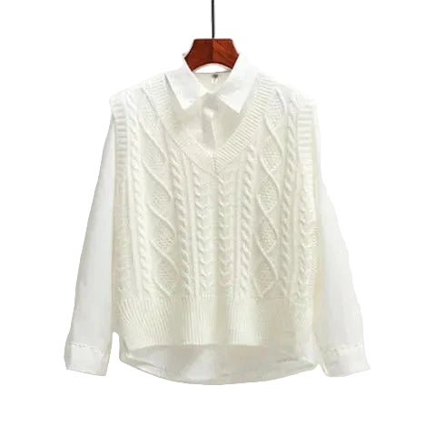 Pull sans manches à encolure en V et silhouette droite