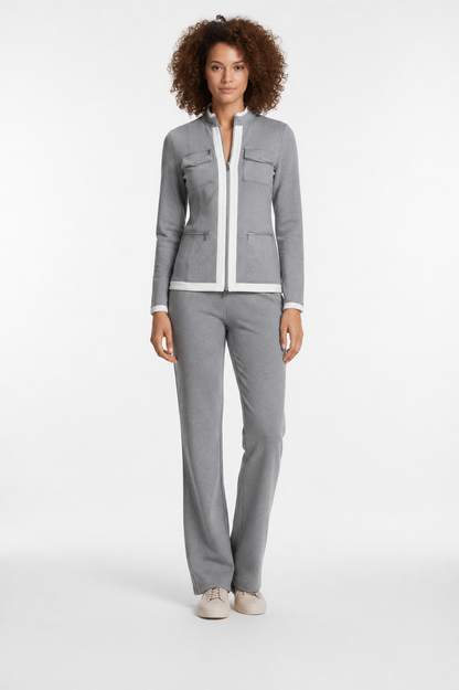 Femme Ensemble deux pièces avec veste zippée et pantalon droit