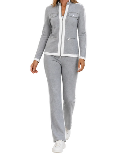 Femme Ensemble deux pièces avec veste zippée et pantalon droit