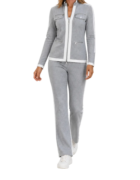 Femme Ensemble deux pièces avec veste zippée et pantalon droit