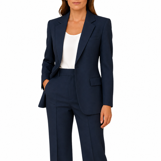 Ensemble femme deux pièces avec blazer et pantalon droit avec col à revers