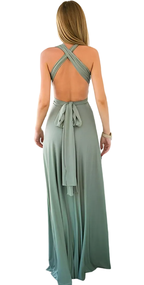 Robe longue femme à encolure croisée