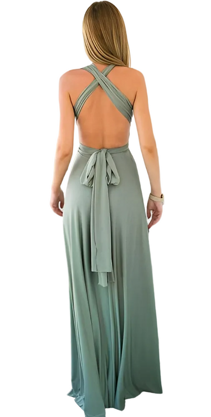 Robe longue femme à encolure croisée