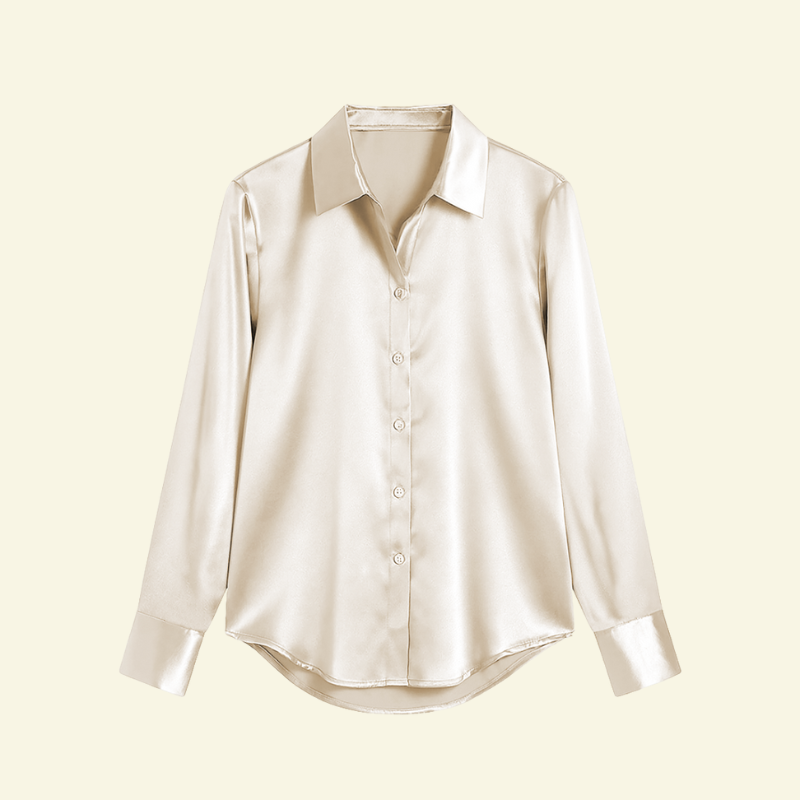 Chemisier femme à manches longues avec col et fermeture boutonnée et empiècement dos
