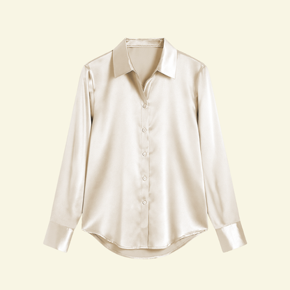 Chemisier femme à manches longues avec col et fermeture boutonnée et empiècement dos