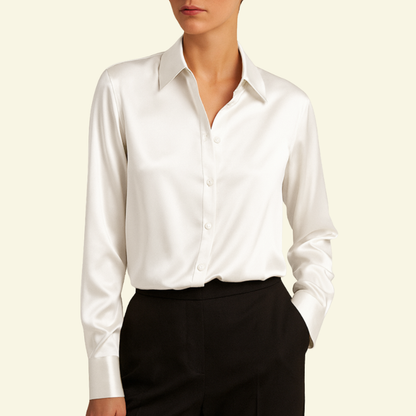 Chemisier femme à manches longues avec col et fermeture boutonnée et empiècement dos