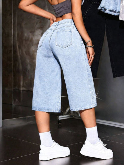 Shorts Bermuda Femme Taille Haute avec Strass 3