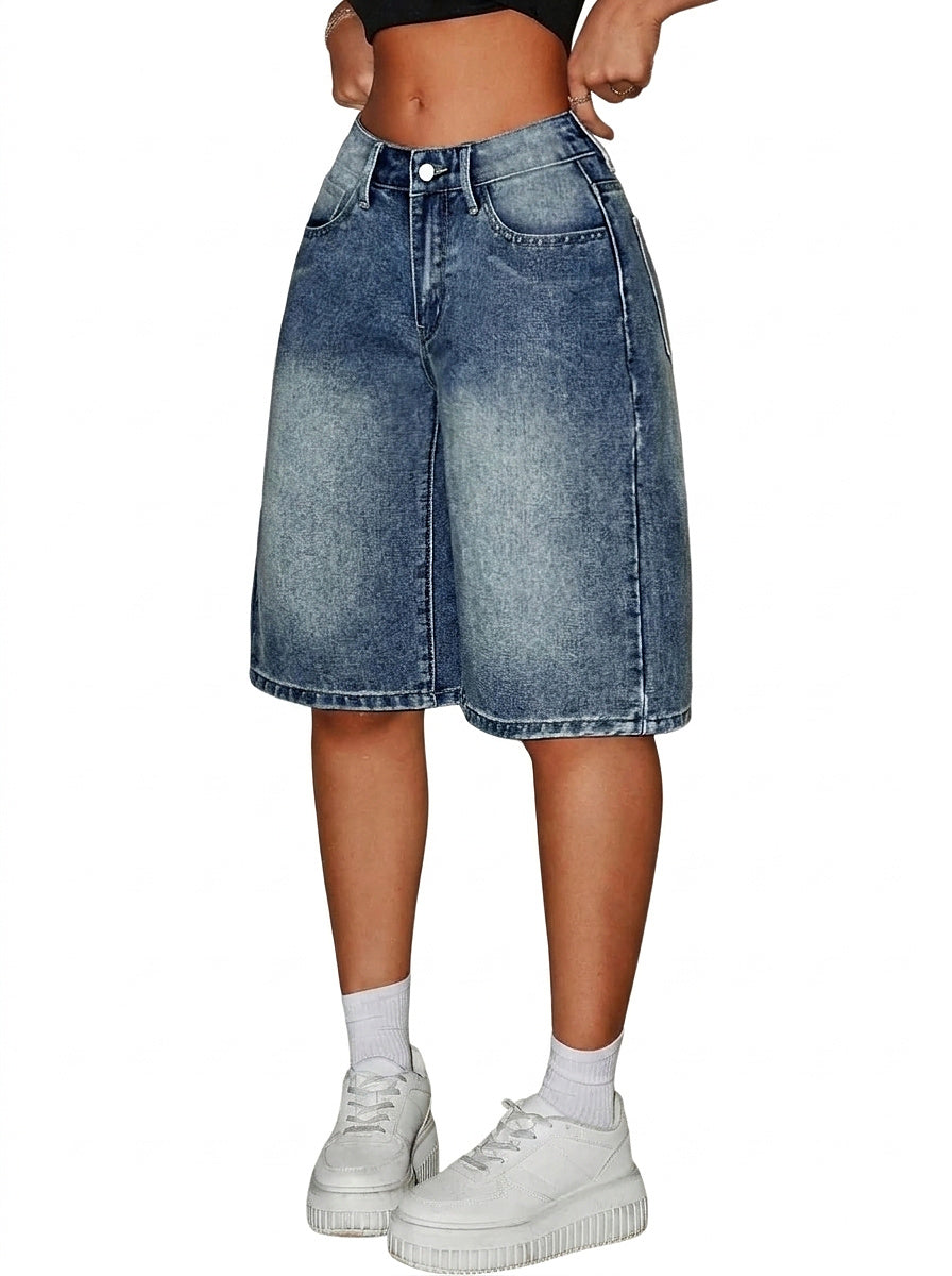 Shorts Bermuda en jean taille haute pour femme 1