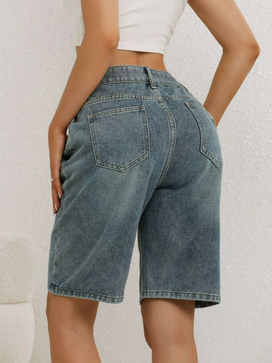 Shorts Bermuda en jean taille haute pour femme 3